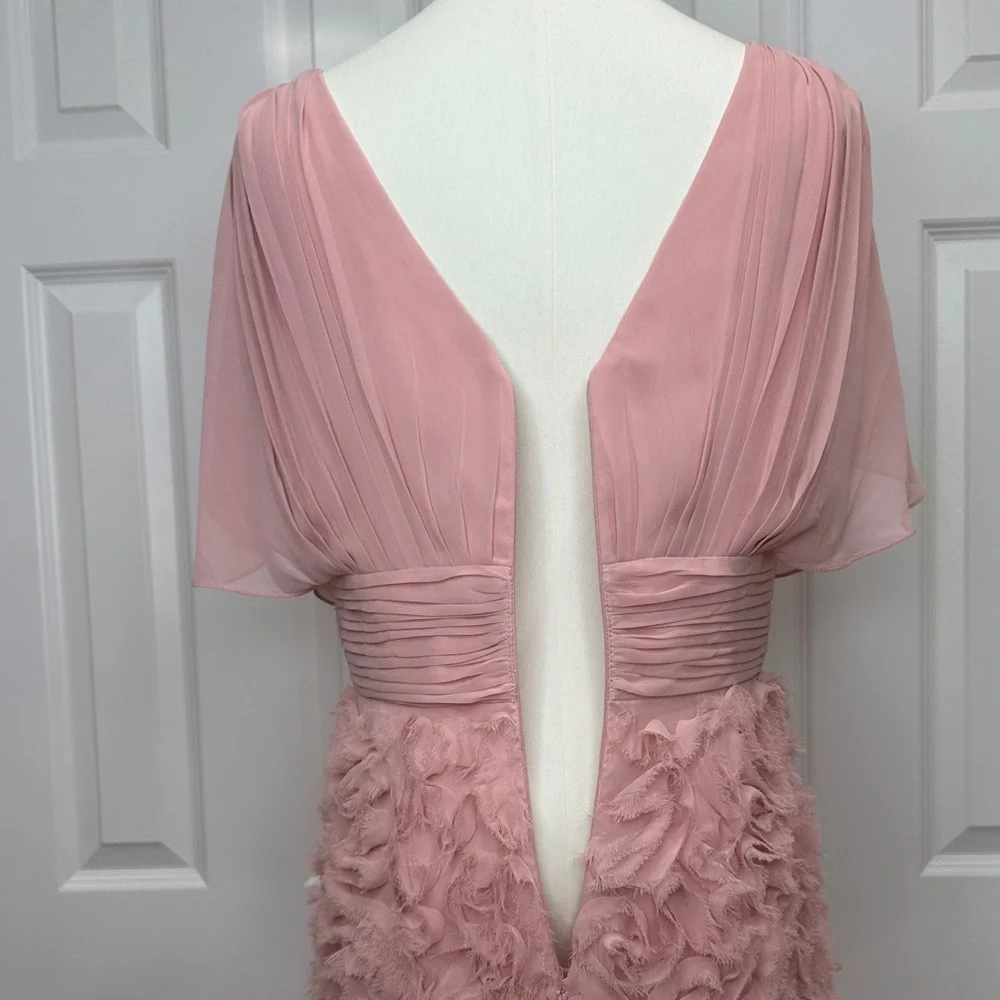 JS Collections Blush Pink 3D  Floral Flutter Sleeve Wedding Guest Dress Size 8 - Picture 11 of 15